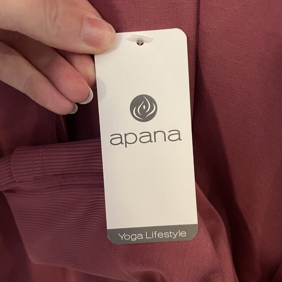 Apana Womens Size Medium Top SweatShirt Pink Hooded Knit Stretch Long Sleeve NWT - Picture 7 of 9